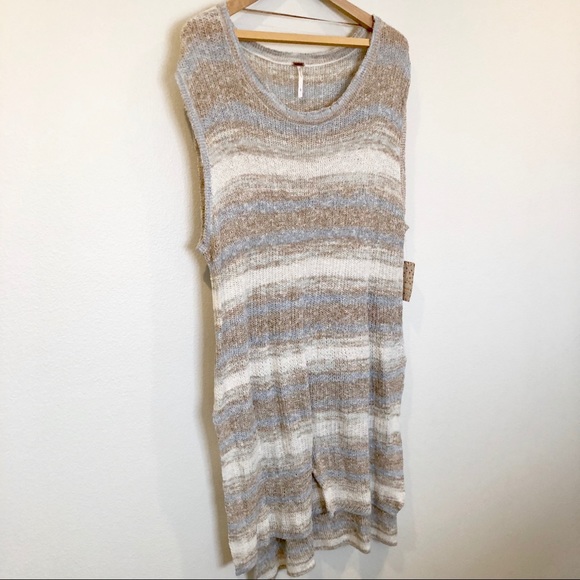 Free People Dresses & Skirts - Free People Cream Grey Knit Dress Tunic Top L